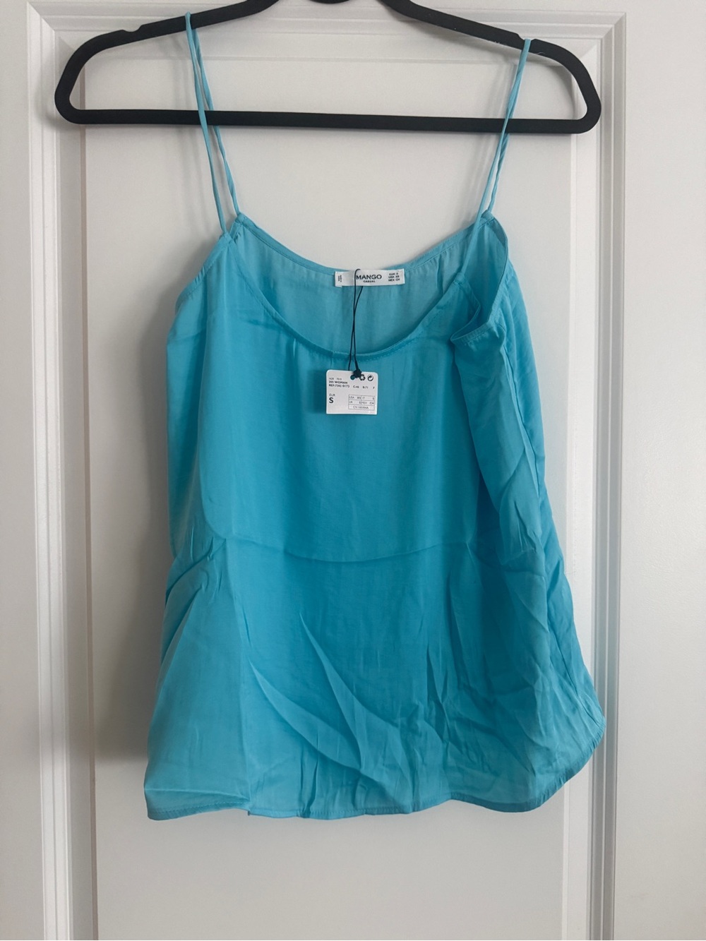 Mango Women's Turquoise Spaghetti Strap Cami XS S